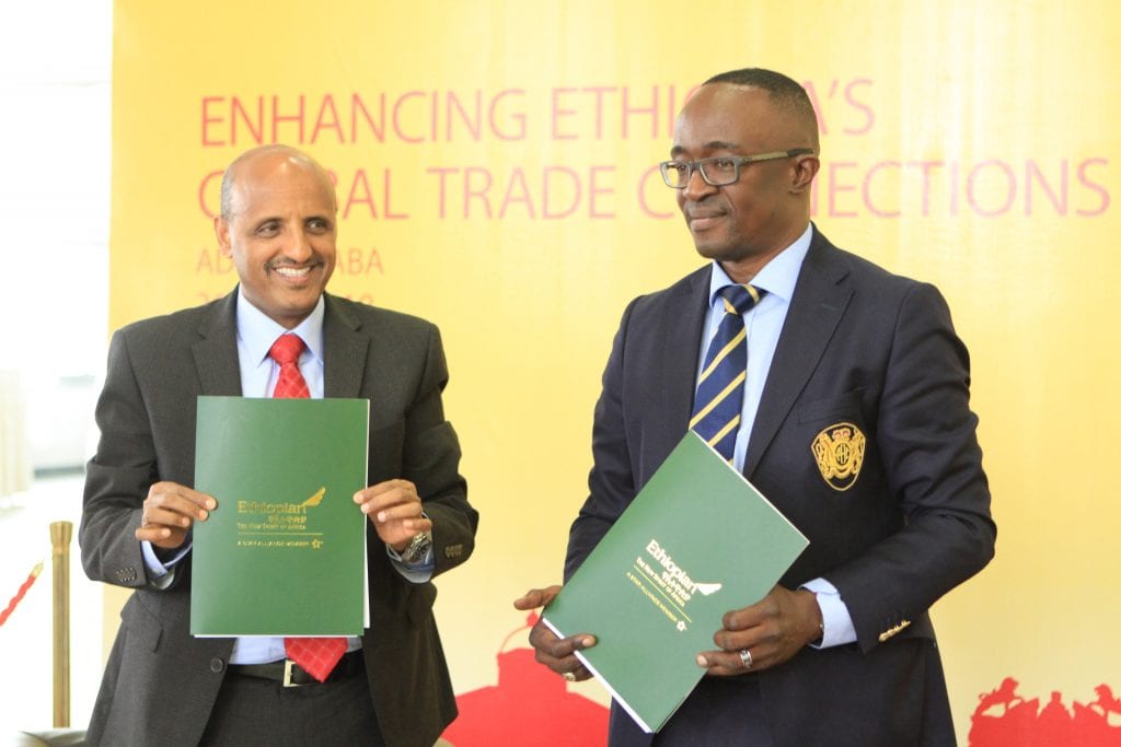 Tewolde GebreMariam, CEO, Ethiopian Airlines Group (left) and Amadou Diallo, CEO, DHL Global Forwarding Middle East and Africa