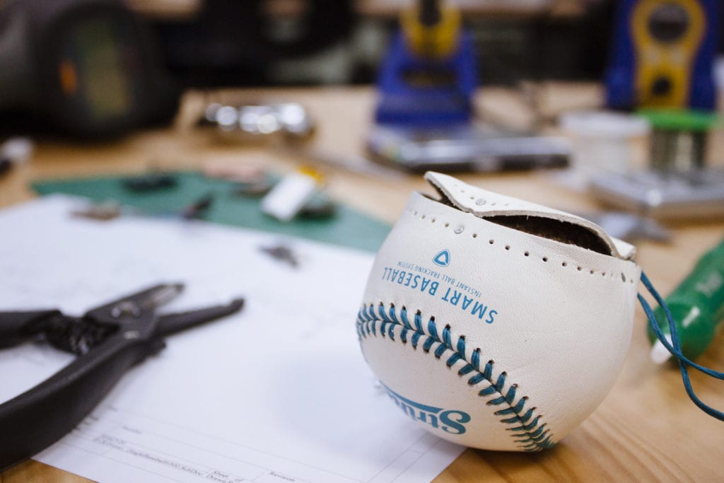 The STRIKE baseball looks, feels, and weighs exactly like a regular baseball.