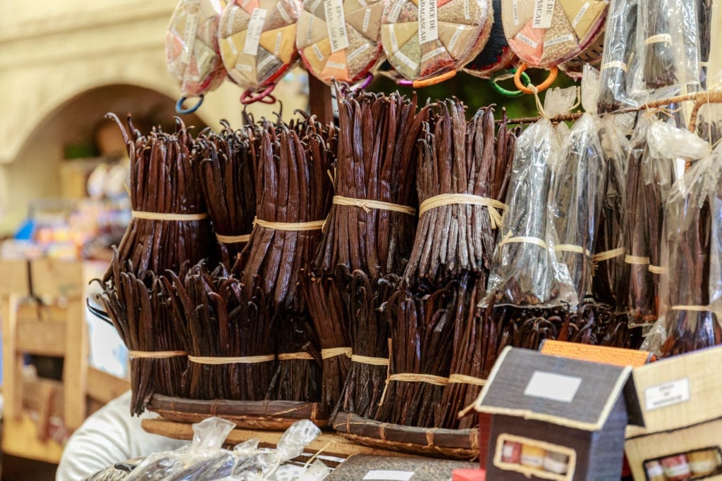 Fresh vanilla sold at a local market in Madagascar 