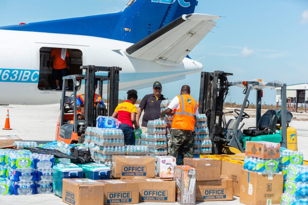 DHL’s Disaster Response Team processed close to 200 tons of cargo at the Nassau airport.