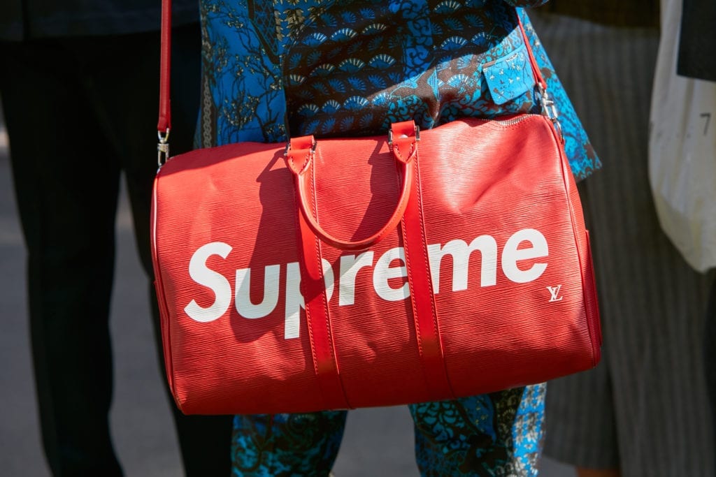 A brand collaboration between Louis Vuitton and Supreme