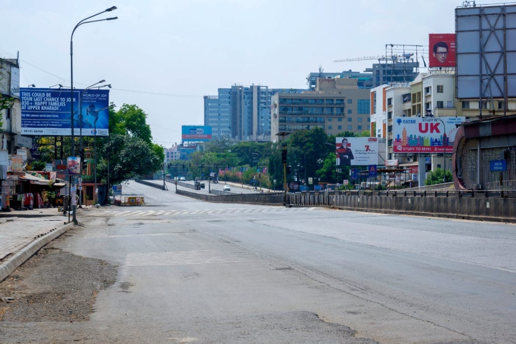 Empty streets during the lockdown in Pune, India