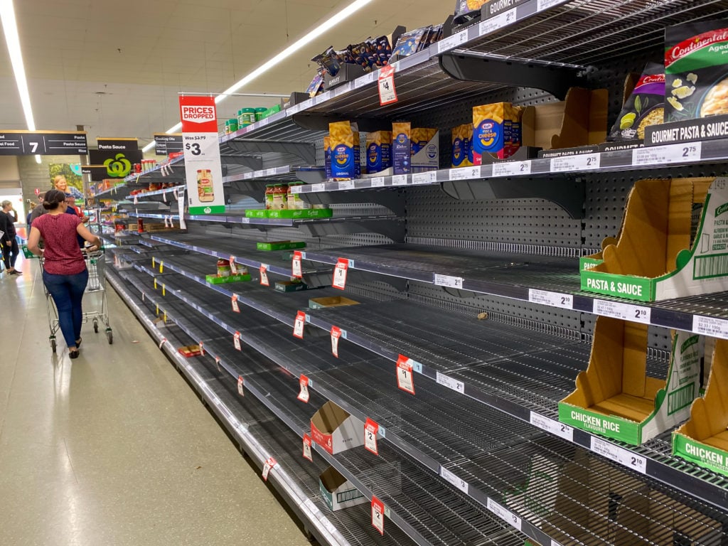 News of the coronavirus sparked panic buying across Australian supermarkets.