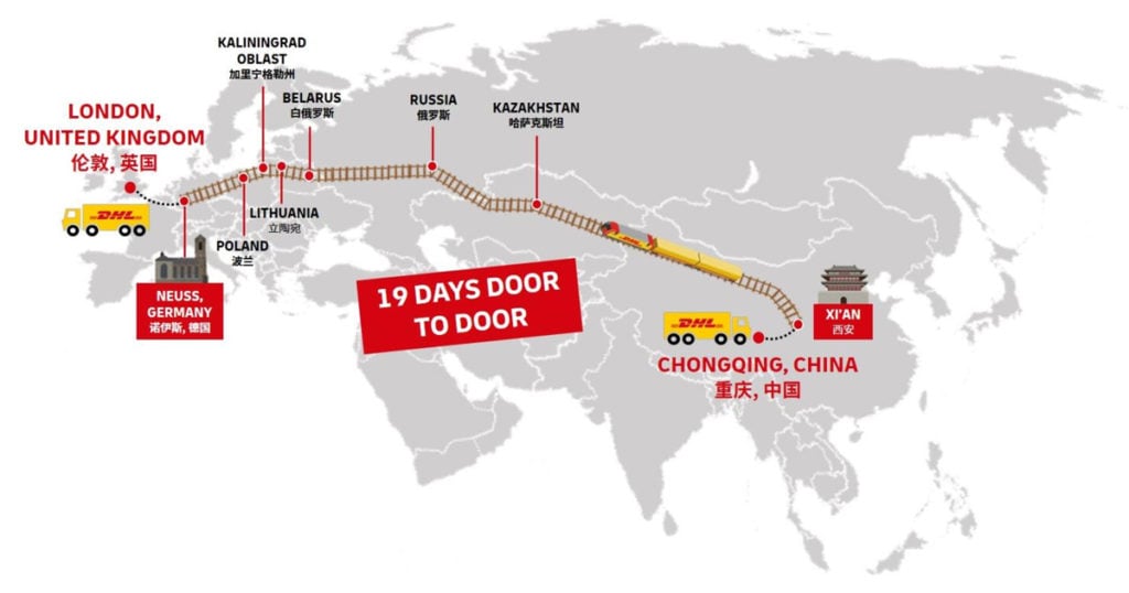 DHL Global Forwarding recently completed a railway shipment from China to United Kingdom in a record time of 19 days, which is five to six days faster than the usual transit time on this lane.