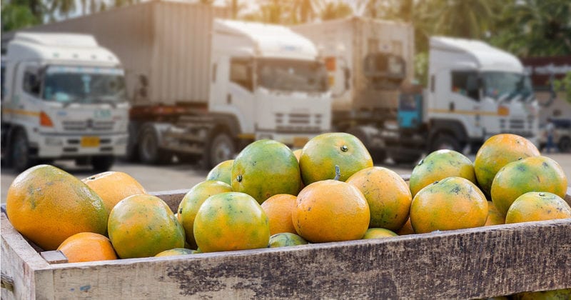 delivery trucks with farming produce