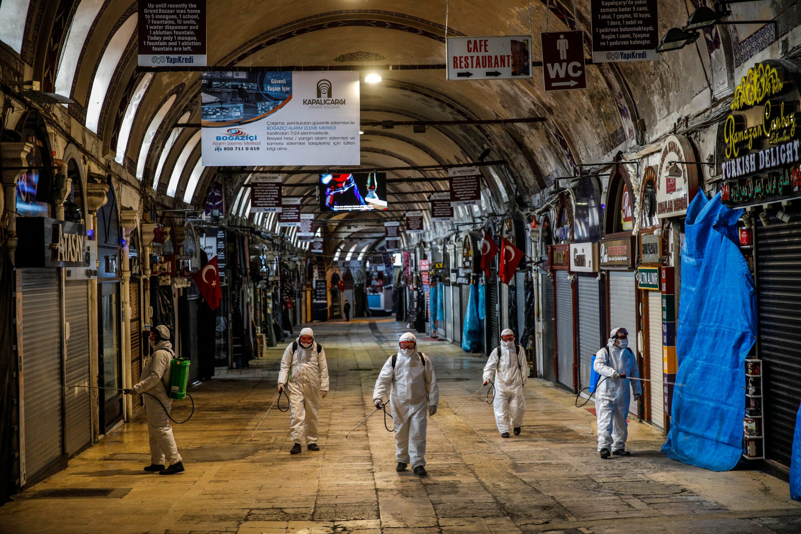 Workers spraying disinfectant to prevent the spread of Covid-19 in Istanbul, Turkey last year (Photo: Shutterstock)