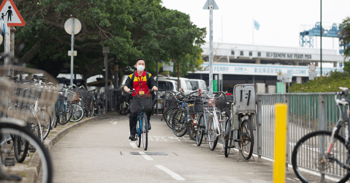 As there are no public transport systems on some islands, the walkers rent bicycles to navigate and deliver parcels to residences on these islands.