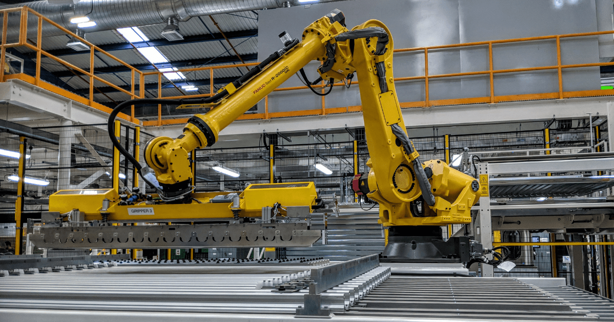 An automated robot used in an aluminium beverage can factory. Many factories in Mexico have incorporated automation into their supply chain operations.