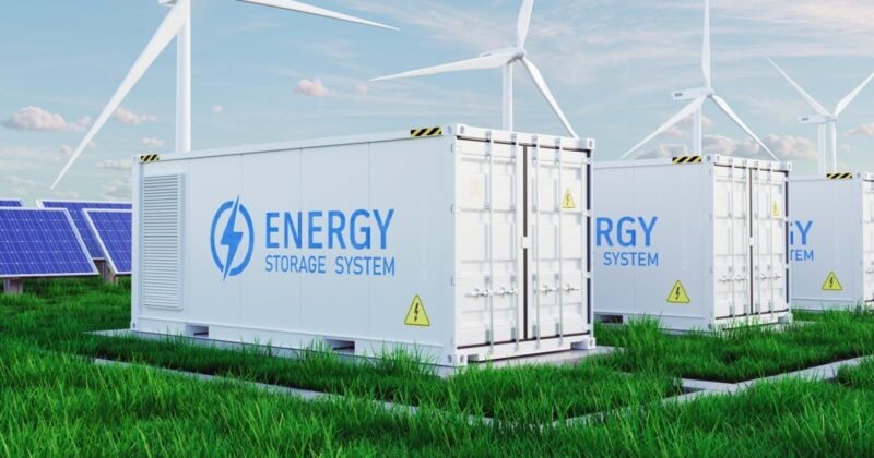 An electrochemical system that stores electricity in batteries for later use. 