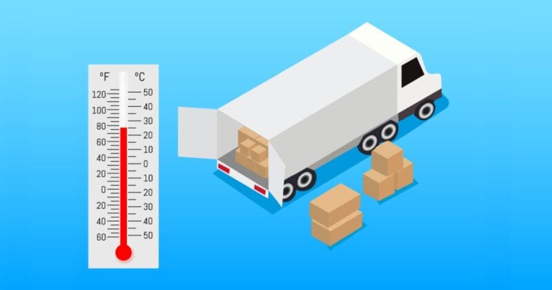 The transportation of goods within a controlled room-temperature range to maintain product stability.
